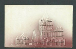 Ca 1906 Post Card Boston MA Trinity Church Mauve W/Glitter Airbrushed Embossed