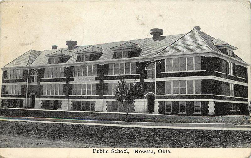 c1910 Printed Postcard; Public School, Nowata OK Posted