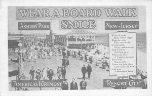 New Jersey ASBURY PARK Beach Boardwalk Smile c1920s Rare Vintage Postcard