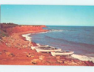 Pre-1980 SMALL FISHING BOATS UP ON SHORELINE St. Peters Bay Near Souris PE F4252