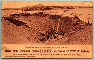 Exposition City Map Panama Pacific International Expo 1915 Sepia DB Postcard B13