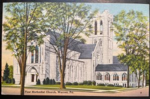 Vintage Postcard 1952 First Methodist Church Warren Pennsylvania