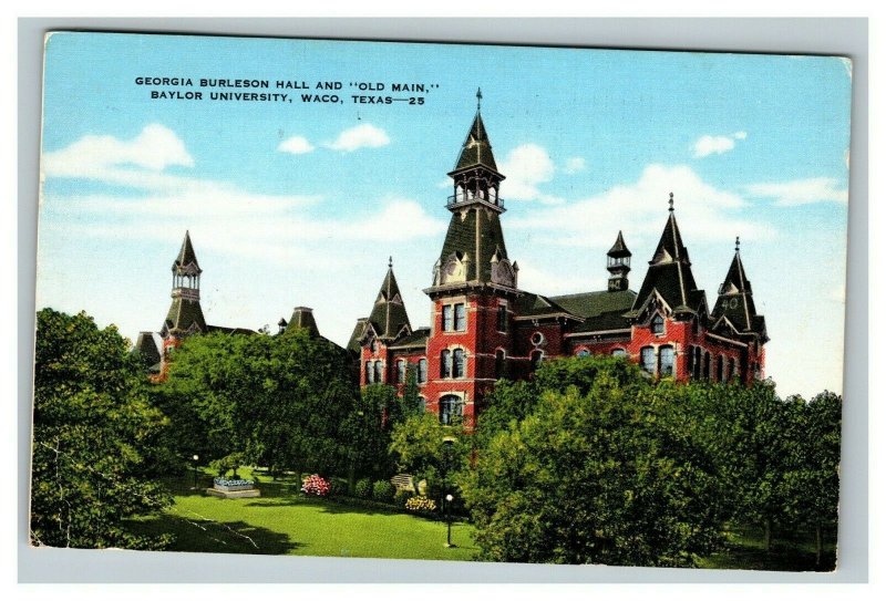 Vintage 1950 Postcard Georgia Burleson Hall Old Main Baylor University Waco TX 