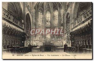 Old Postcard Bourg Ain Brou Church inside view Chorus