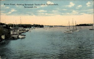 Savannah Georgia GA Yacht Club Riverfrfont c1910 Vintage Postcard