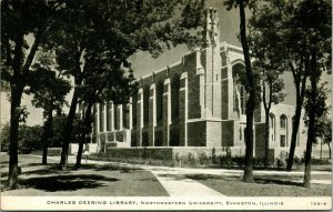 Vtg Postcard 1910s Evanston Illinois IL Northwestern University Deering Library