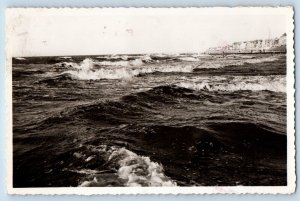 Heist-aan-Zee West Flanders Belgium Postcard View of Wavy Sea c1930's RPPC Photo