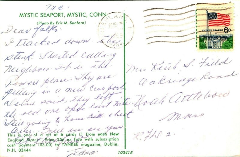 Mystic Seaport Mystic Connecticut CT 1969 Vtg Chrome Postcard 