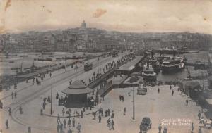 Constantinople Turkey Galata Bridge Trolley Harbor Real Photo Postcard J47892