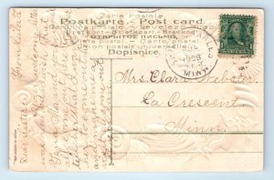 TROY, MN Minnesota ~ 1908 Embossed SHELL BORDER Winona County Postcard