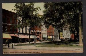 VT College St Monument BURLINGTON VERMONT Postcard