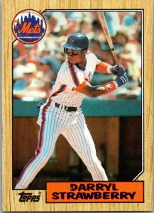 1987 Topps Baseball Card Darryl Strawberry New York Mets sk3287