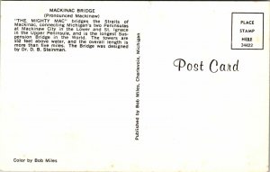 VINTAGE POSTCARD THE MIGHTY MAC MACKINAC BRIDGE STRAITS OF MACKINAC MICHIGAN
