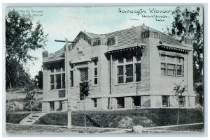 1910 Carnegie Library Exterior Building Nashua Iowa IA Vintage Antique Postcard