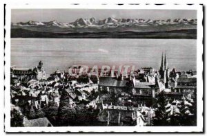 Modern Postcard Neuchatel Vue Generale and the Alps