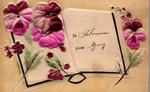 1910 GREETINGS SINKING SPRINGS PA HEAVILY FLORAL EMBOSSED POSTCARD 20-216