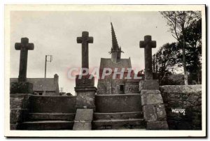 Old Postcard Plougrescant The Three Crosses Saint Gonery and the Church