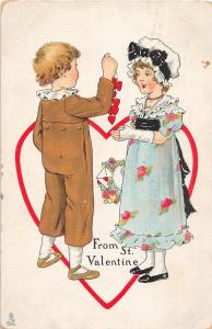 VALENTINE'S DAY Love Holiday Postcard 1914 Tucks Heart Children Well Dressed 410