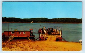 LAKE NORFORK, AR Arkansas ~ CAR FERRY across LAKE c1950s  Postcard