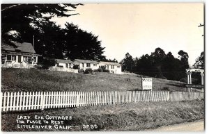 Little River, California RPPC LAZY EYE COTTAGES Mendocino County 1940s Postcard