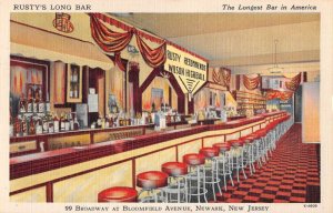 Newark New Jersey Rusty's Long Bar Vintage Postcard AA40886