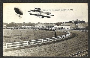 RPPC AVIATION BLIMP AIRPLANE FAIR BEAVER DAM WISCONSIN REAL PHOTO POSTCARD 1911