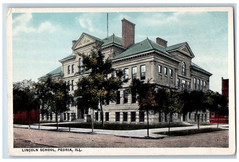 Peoria Illinois IL Postcard Lincoln Capitol Exterior Roadside c1920's Vintage