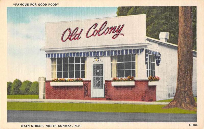 North Conway New Hampshire Main Street Old Colony Restaurant Postcard J78172