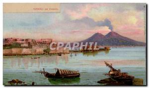 Postcard Old Napoli collar Vesuvio volcano