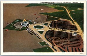VINTAGE POSTCARD BIRD'S EYE VIEW OF ALLGHENY COUNTY MUNICIPAL AIRPORT PITTSBURGH