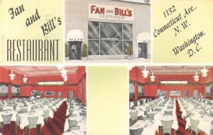 Washington DC Fan and Bills Restaurant Vintage Postcard AA31399