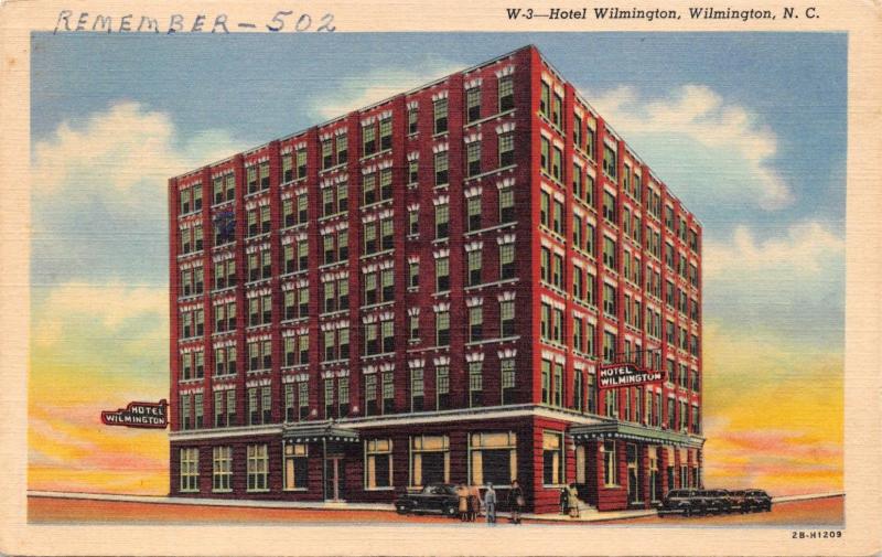 WILMINGTON NORTH CAROLINA~HOTEL-GREAT HONEYMOON MESSAGE POSTCARD 1940s