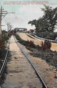 Interurban Streetcar Cape Elizabeth to Portland Maine 1910c postcard