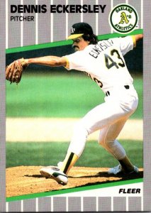 1989 Fleer Baseball Card Dennis Eckersley Pitcher Oakland Athletics sun0694