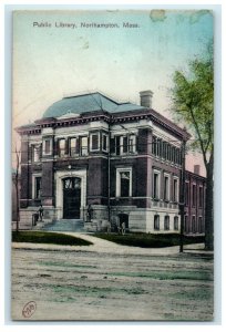 1913 Public Library, Northampton, Massachusetts MA Antique Postcard