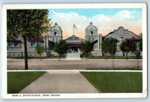 Reno Nevada Postcard Mary's Doten School Exterior Building c1940 Vintage Antique