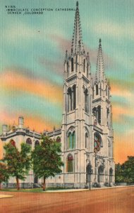 Vintage Postcard Immaculate Conception Cathedral Catholic Church Denver Colorado