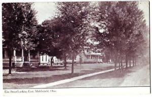 1907 MIDDLEFIELD Ohio Postcard ELM STREET Homes GEAUGA