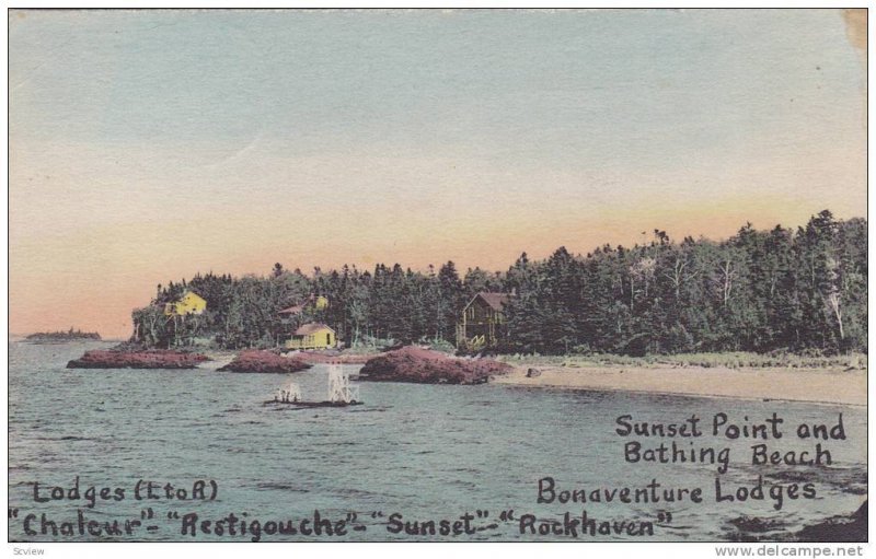 Sunset Point and Bathing Beach, Bonaventure Lodges,Quebec,Canada,PU-00-10s