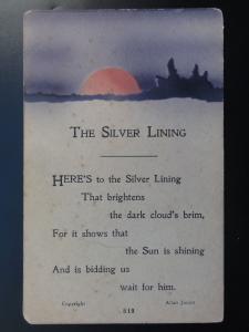 Verse & Poem - Here's to THE SILVER LINING, Old PC by Valentine 519 Allan Junior