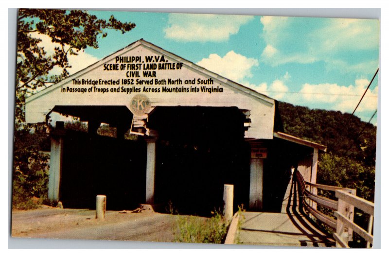 Postcard WV Covered Bridge Philippi West Virginia First Land Battle Of Civil War 