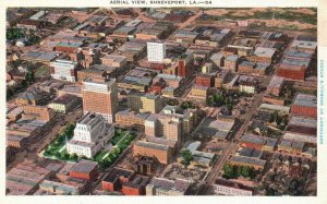 Shreveport Louisiana LA, Vintage Postcard 1920's Aerial View of City Buildings