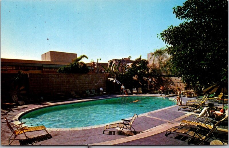 Postcard Swimming Pool at Hollywood Knickerbocker Hotel on Ivar Ave, California