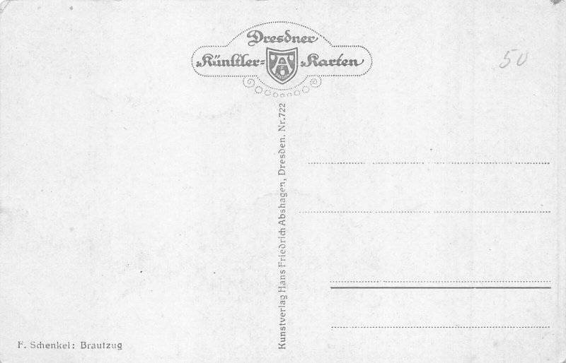 A218 Art signed Franziska Schenkel Children Wedding Play Goose vintage postcard