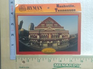 Postcard Folder Ryman Auditorium, Nashville, Tennessee