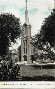 St. Mary's Church Iowa City Iowa Vintage Postcard C075