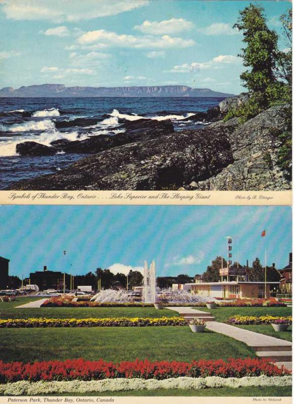 (2 cards) Sleeping Giant Lake Superior Paterson Park Thunder Bay Ontario pm 1981