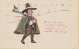 THANKSGIVING, 1900-10s ; Pilgrim with gun