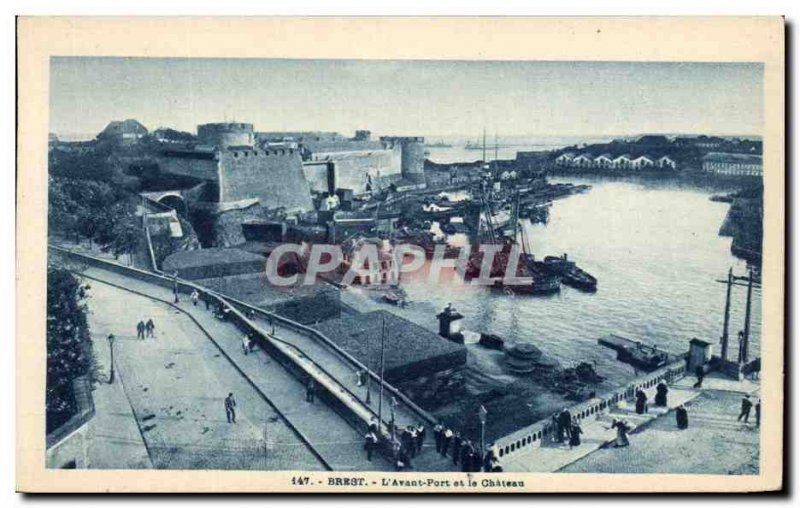 Old Postcard Brest Avant Port and Chateau Charter