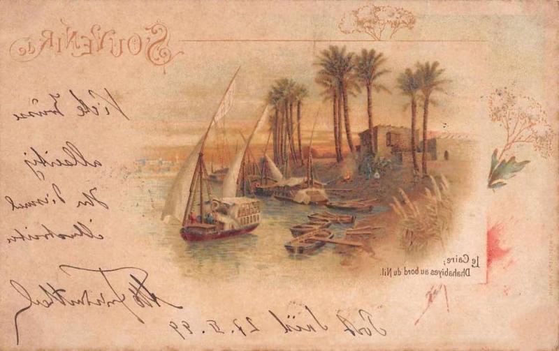 Le Caire Cairo Egypt Ships on the Nile Postal Used Antique Postcard J60509